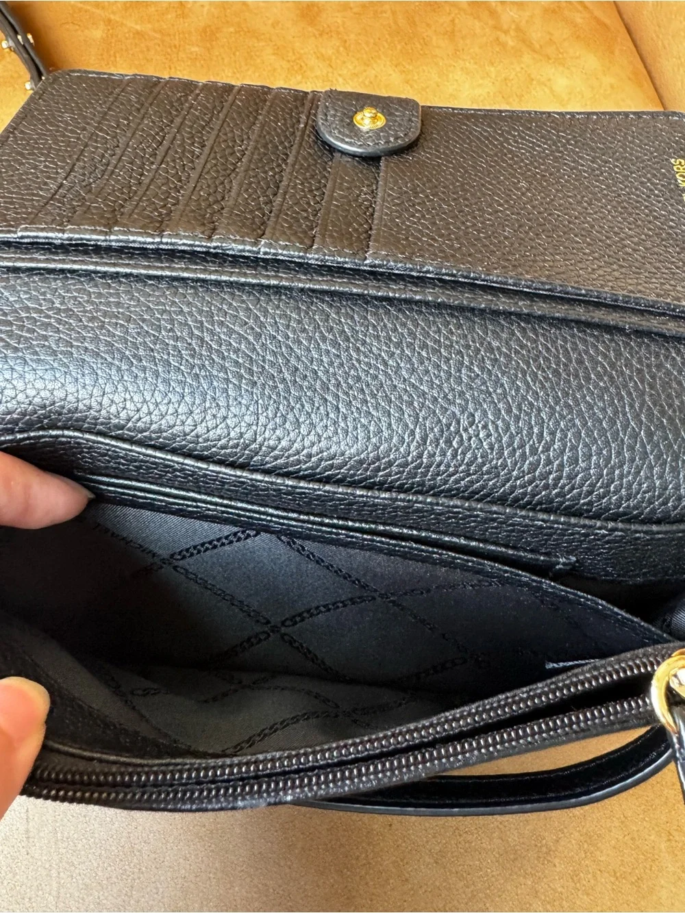 Michael Kors Black Pebbled Leather Crossbody Wallet